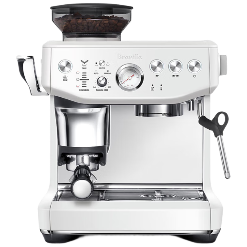 鉑富（Breville）BES876 半自動(dòng)意式咖啡機 家用 咖啡粉制作 多功能咖啡機 海鹽白 Sea Salt