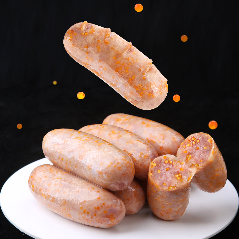 雄丰飞鱼卵烤肠火山石烤肠 台湾烤肠 烧烤香肠热狗肠鱼籽烤肠2x500g