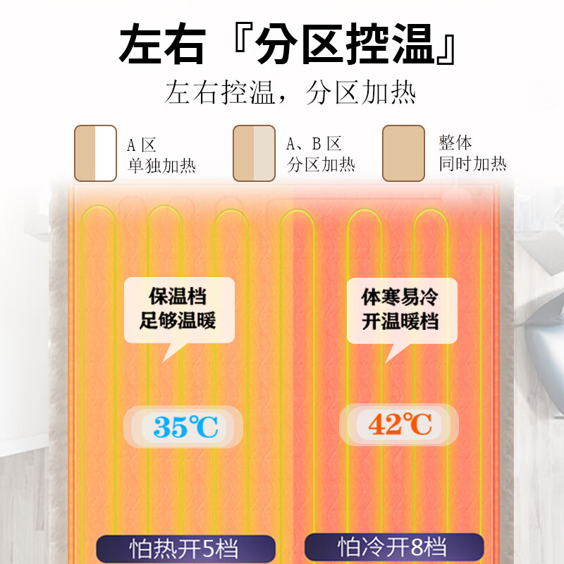电热毯单人双人宿舍用智能定时断电安全速热防潮除螨电褥子 高低档大单人床-长1.8米宽0.9米