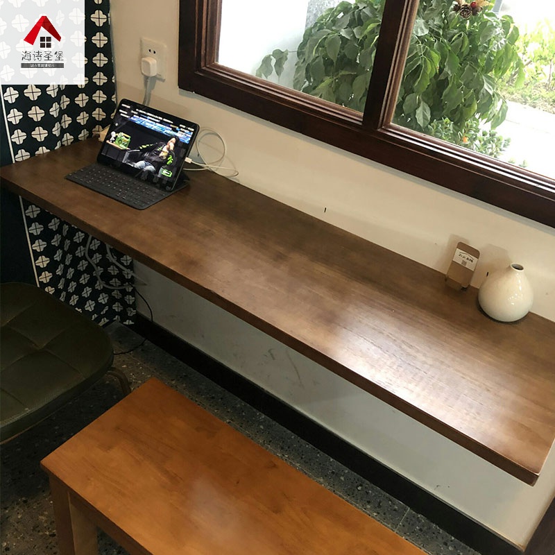 的小桌子壁挂式餐桌实木书桌悬挂桌墙壁电脑桌家用桌板折叠吧台挂墙桌