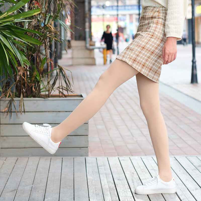 威普驰秋冬光腿袜神器女加绒双层裸感肉色打底裤连裤袜 浅肤厚款-220