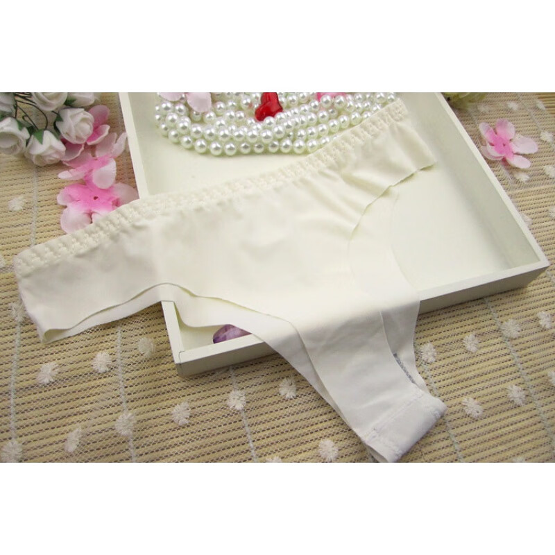 蕾荟无痕女丁字裤冰丝一片式隐形女t裤 女士性感内裤 白色 均码(80