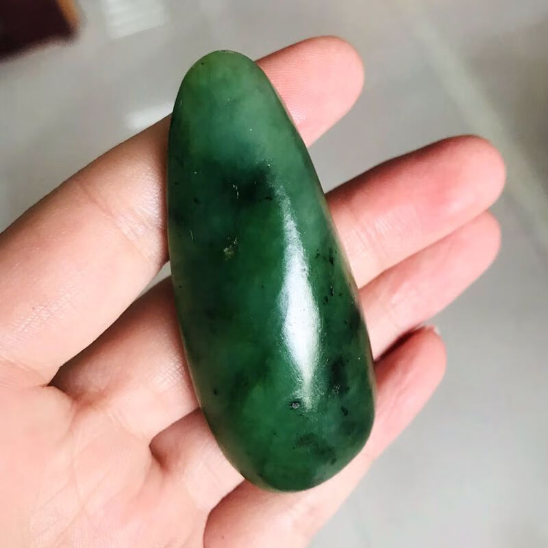 语森忆49克 和田玉碧玉籽料原石 阳绿菠菜绿籽玉玉石原籽打眼可佩戴修