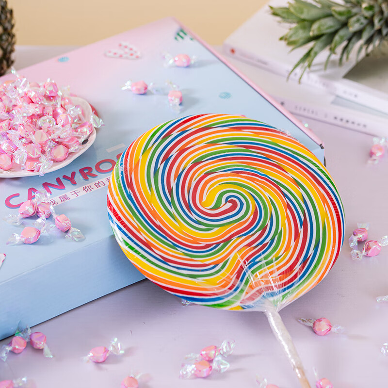 超大巨大棒棒糖果礼盒装送女友生日儿童礼物糖 独角兽棒棒糖粉色礼盒