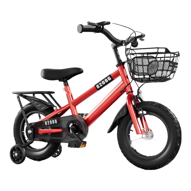 兒童自行車2-6-9歲學(xué)生車男生女生14-16寸腳踏車單車帶輔助輪可坐 兒童自行車紅色+后座+閃光輔輪 12寸（發(fā)貨已安裝85%）