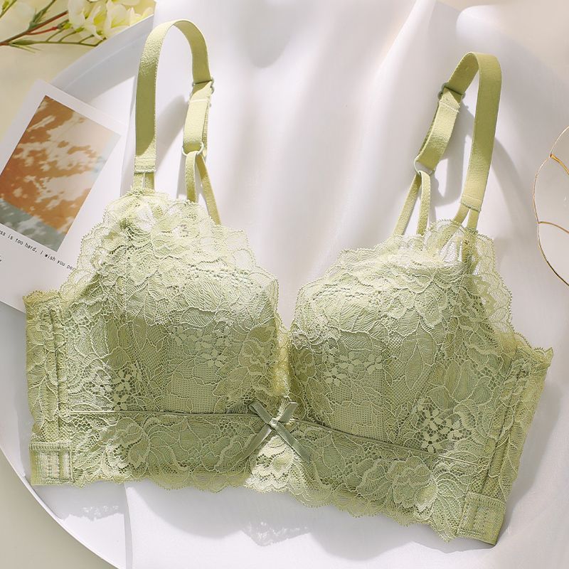 款仙黛尔内衣花边蕾丝美背小胸聚拢柔软收副乳上托防滑无钢圈文胸套装