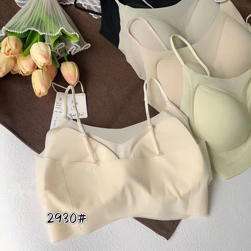 夏季冰丝无痕美背果冻条内衣女超薄聚拢乳胶固定杯软支撑一体文胸 黑色 F建议【80-110斤】