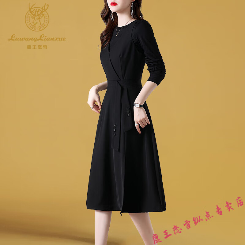 鹿王恋雪轻奢高端品牌女装连衣裙2022新款女装冬季中长款气质高端显瘦