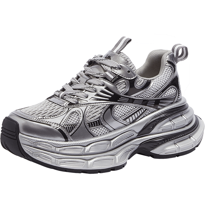 骆驼（CAMEL）银月户外复古老爹鞋秋厚底休闲鞋 L24A283742 灰/枪/黑 37