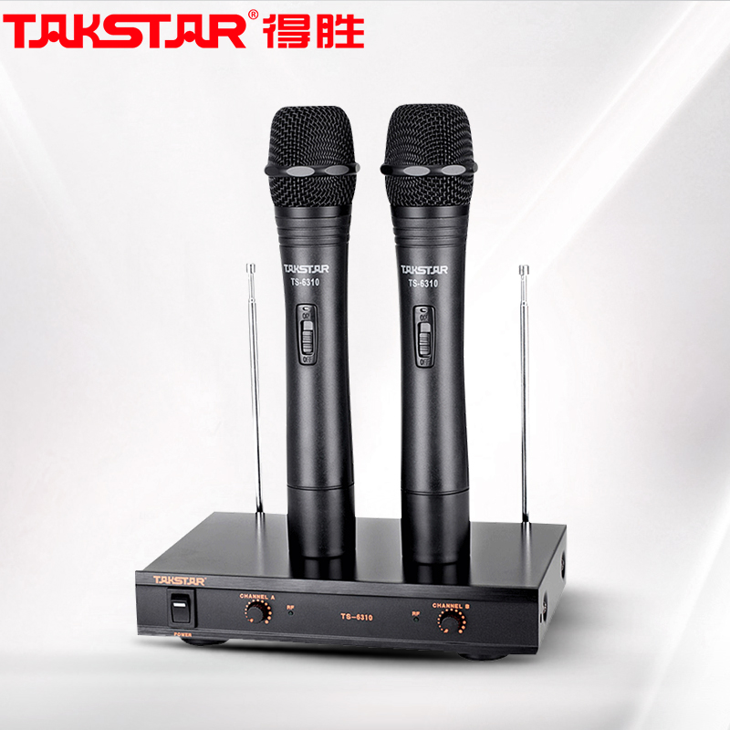 得胜（TAKSTAR）TS-6310HH无线话筒麦克风一拖二 家庭KTV会议舞台演出 卡拉OK稳定细腻高质无线话筒 黑色