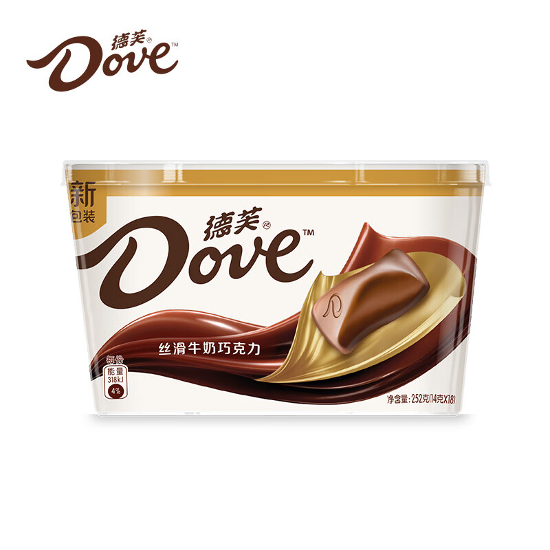 德芙（Dove）丝滑牛奶巧克力分享碗装252g 休闲零食糖果年货 代言人推荐