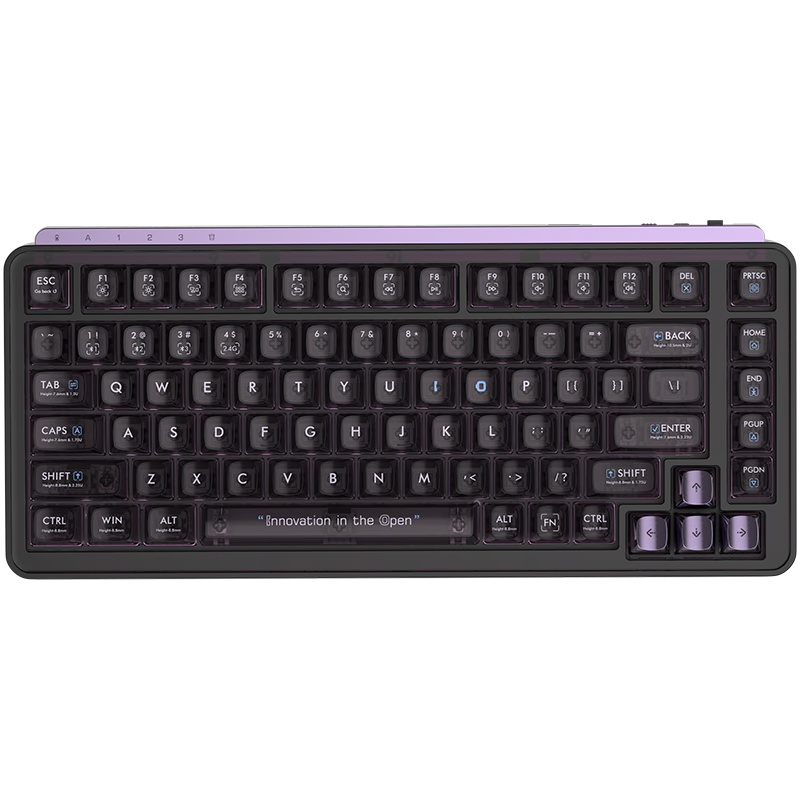 MIIIW BlackIO米物无线机械键盘 三模热插拔 游戏办公键盘 Gasket结构 MX水母轴 RGB灯效83键 暗紫