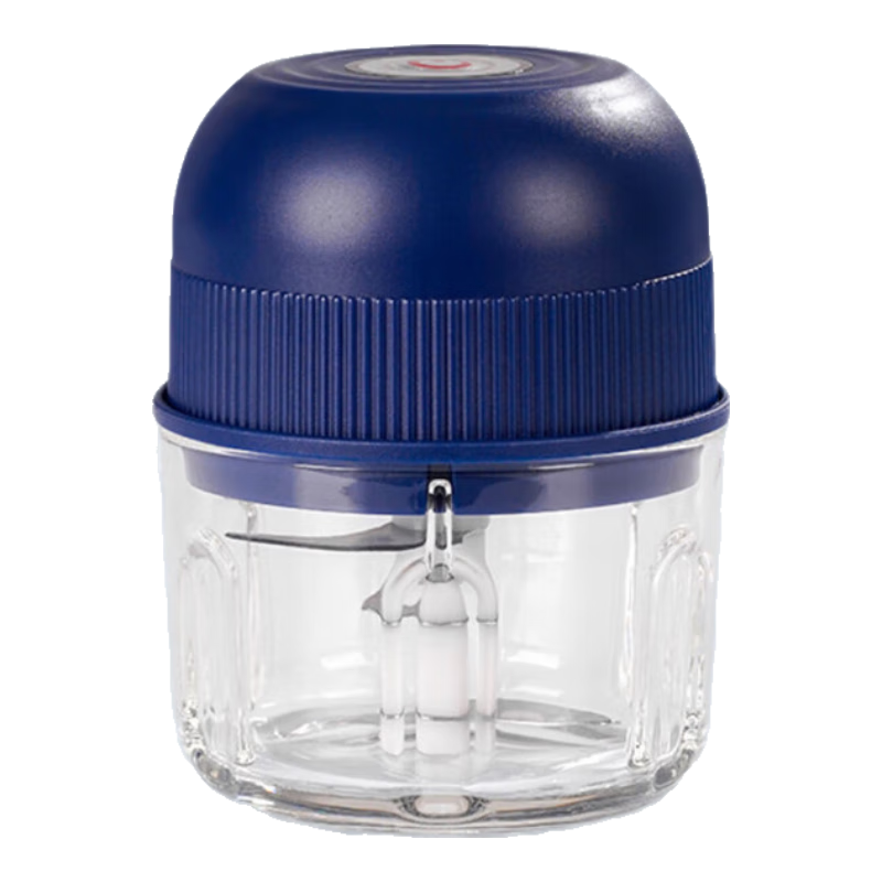 绞蒜器绞肉机蒜蓉机多功能料理机辅食机自动切菜机压蒜器蘸料必备 蓝色玻璃杯 0.26L 3页刀
