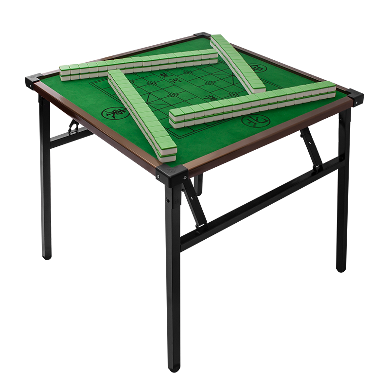 華圣麻將機(jī)手搓折疊象棋桌折疊H-197 茶色鋁合金包邊桌面80*80*72cm