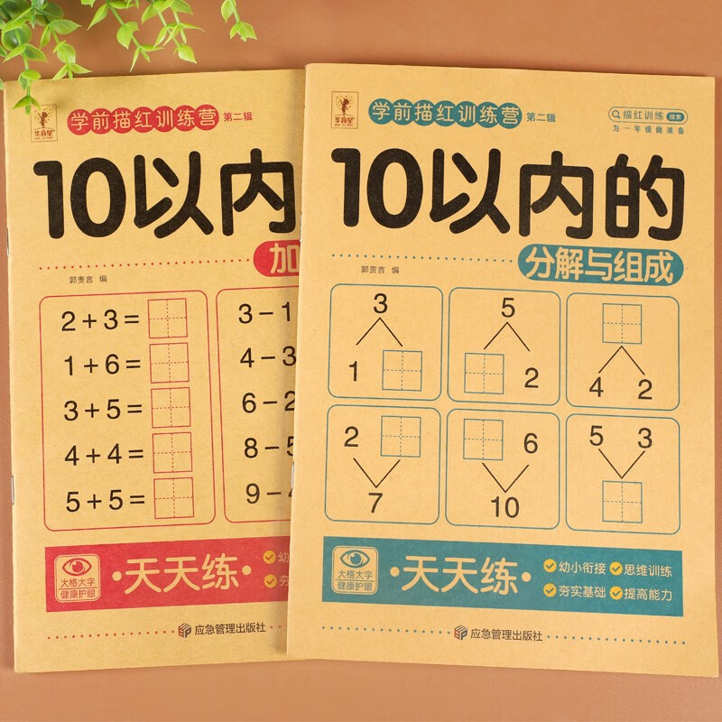 10以内的分解与组成数学加减法天天练幼小衔接一日一练数学教材20以内加减法全套十以内数字拆分计算分成幼儿园中班大班练习册心算速算口算题卡 【全2册】10以内的加减法