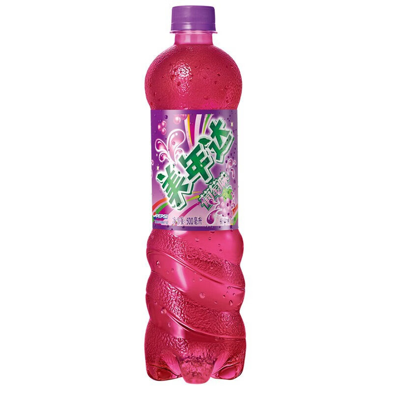百事可乐 美年达(mirinda)葡萄味碳酸饮料500ml*6瓶/12瓶碳酸饮品
