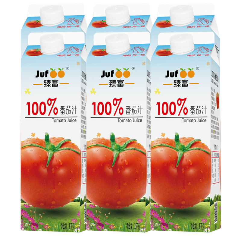 臻富（jufoo）纯果汁100%番茄汁1kg*6大瓶 健康不加糖盐西红柿汁果蔬汁饮品饮料