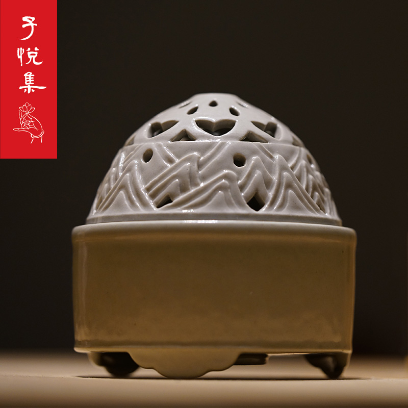子悦集仿宋博山炉草木灰釉手工拉胚景德镇瓷器香炉盘香炉香道