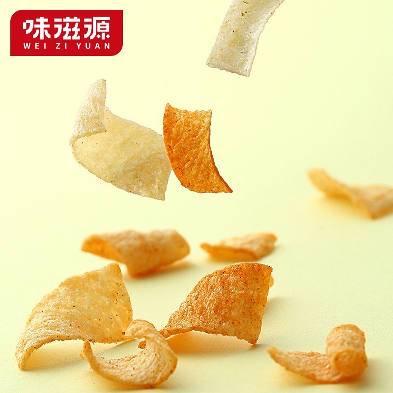 味滋源吮指薯片番茄味原味多口味薯片办公室休闲零食小吃山药片土豆片 山药薄片 口味随机(35g*5袋装) 2件