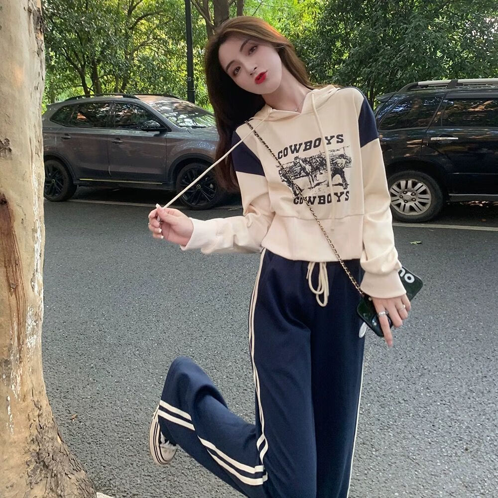 网禾高中初中生少女生衣服女夏天运动套装早春春夏新款时尚百搭气质减