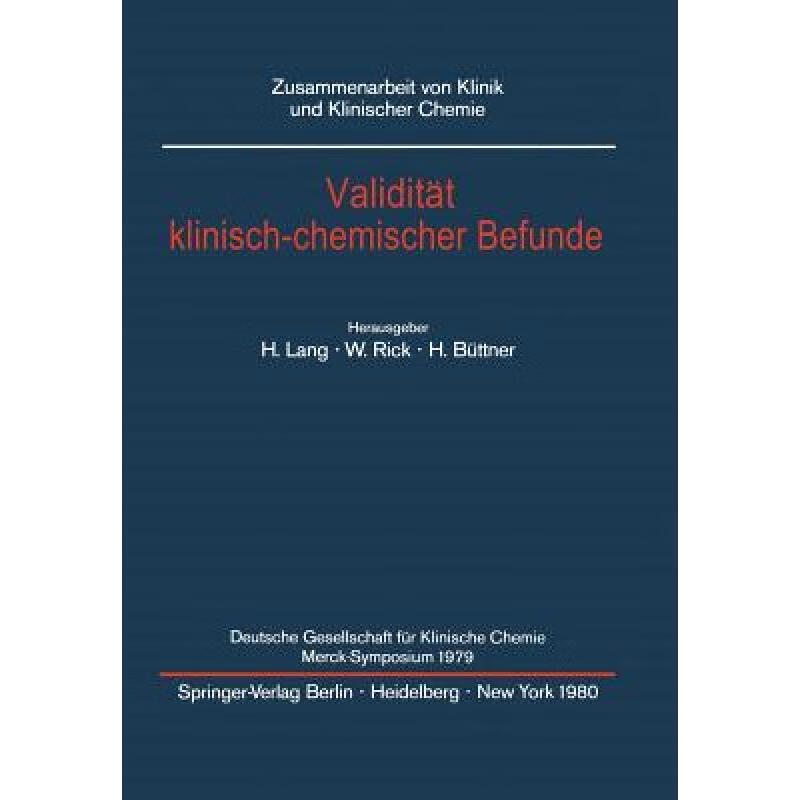 预订 validitat klinisch-chemischer befunde : deut.