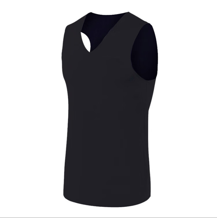 秋冬双面柔软无痕男士保暖背心马甲加厚磨毛打底衫内衣 黑色 XL