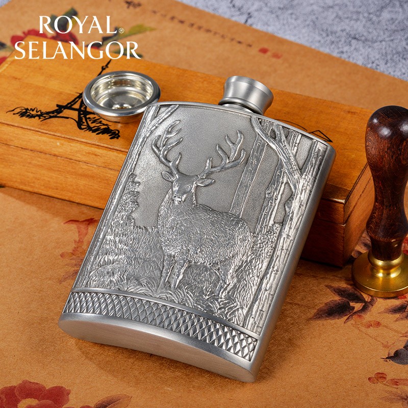 皇家雪兰莪雄鹿随身小酒壶 手工锡制酒壶 工艺礼品礼物 雄鹿随身小酒壶