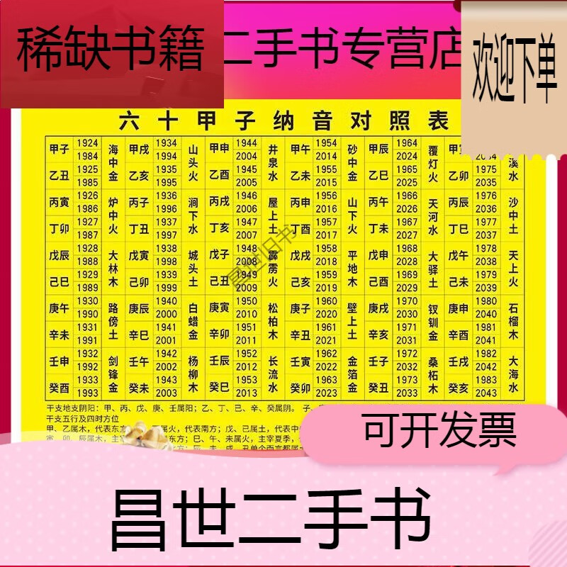 【二手9成新】- 【二手9成新】六十甲子纳音表 六十花甲纳音表 21x