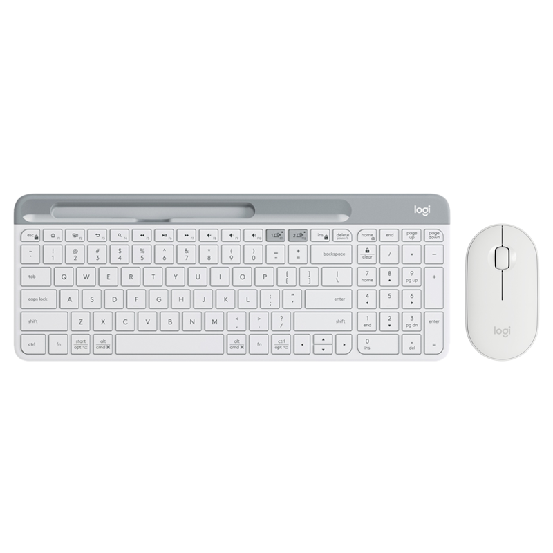 罗技（Logitech）K580 键盘 无线键盘 蓝牙键盘 安静办公键盘  苹果电脑平板 K580+Pebble无线蓝牙双模键鼠套装 芍X白