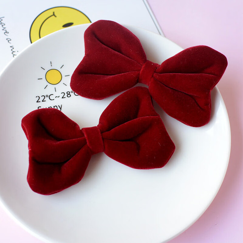 蝴蝶结洞洞鞋配饰时尚洞洞鞋diy配饰红色鞋花 红色一对【不含鞋】