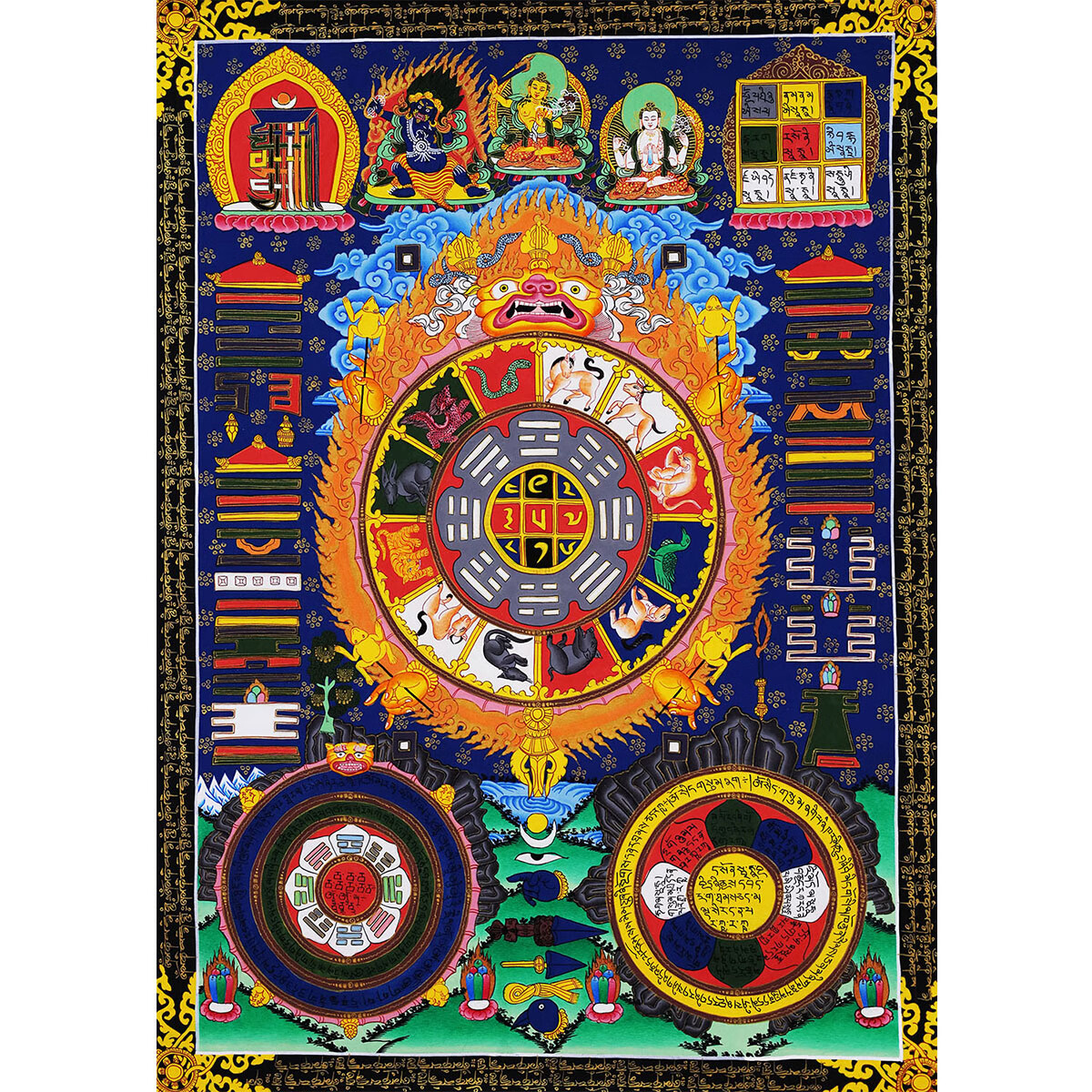 唐卡装饰画九宫八卦高精复刻藏族现代中式挂画客厅书房玄 九宫八卦