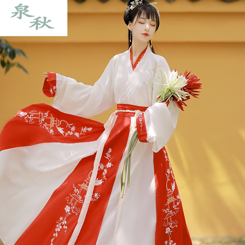 泉秋中秋节嫦娥汉服中夏元素女现代古装日常可穿仙气飘飘超仙可以上班