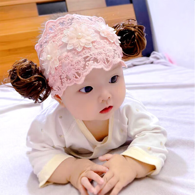 女宝宝公主假发发饰发带百搭款婴幼儿头饰新生儿满月百天周岁拍照 0-3