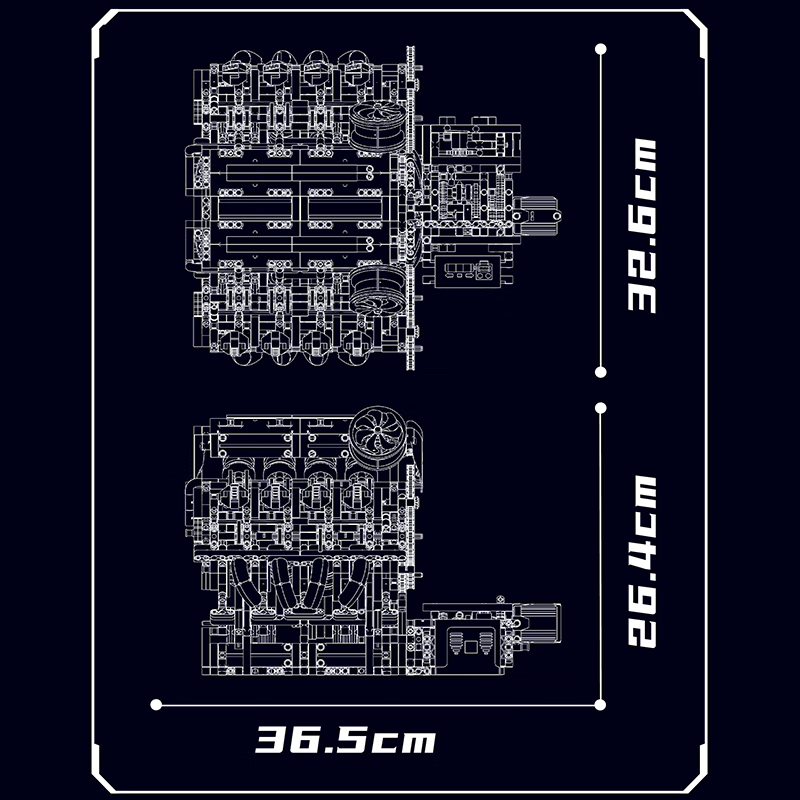 宇星模王V8超跑引擎航空发动机电动机械拼装模型积木男生生日新年礼物玩具 10130 V8发动机 【2718pcs】
