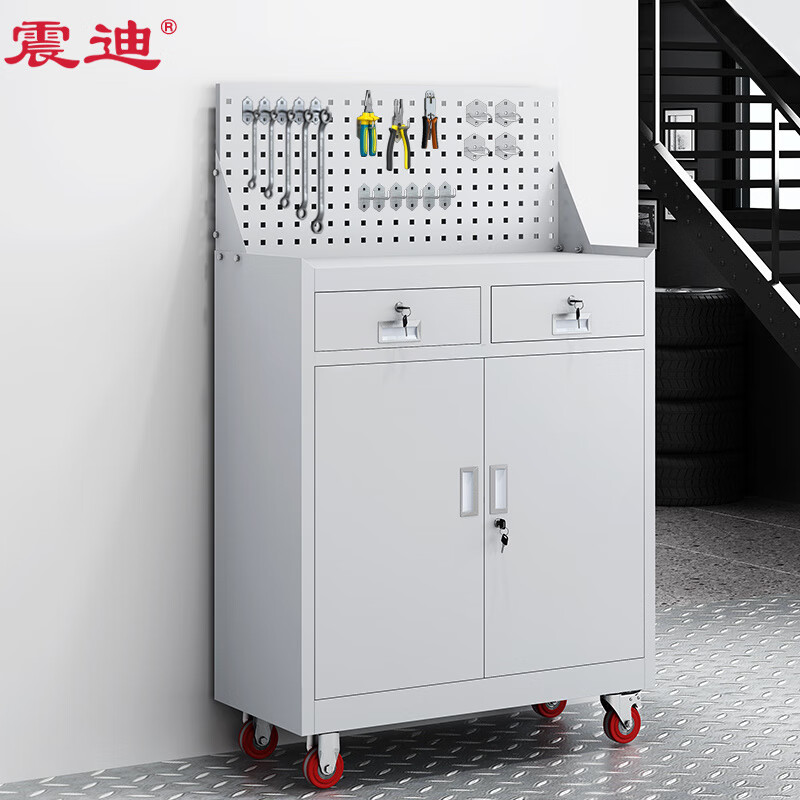 震迪工具柜可移动汽修零件车多功能储物柜XQ1547二抽带背板带轮怎么样,好用不?