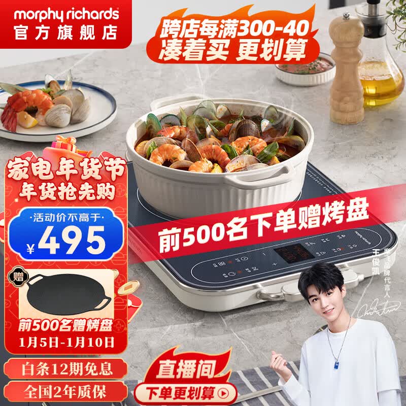 摩飞电器（Morphyrichards） 电磁炉家用大功率2100W匀火加热爆炒十档火力MR8900 MR8900白色