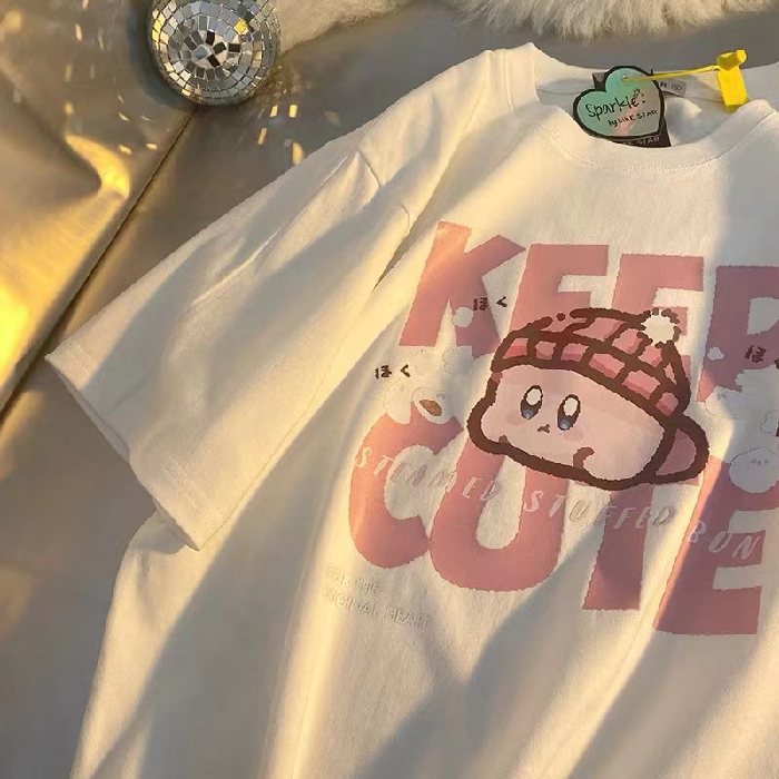 娇茹妮 100%纯棉neresum复古高街字母短袖t恤女宽松圆领ins超火甜酷