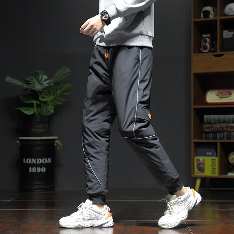 潮天士羽绒裤男宽松冬季户外防风防寒裤子男士加厚款保暖外穿可拆卸