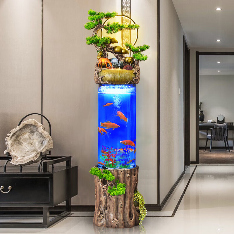 旭伶流水鱼缸摆件循环水落地风水轮乔迁新居靠墙高端招财圆形创意