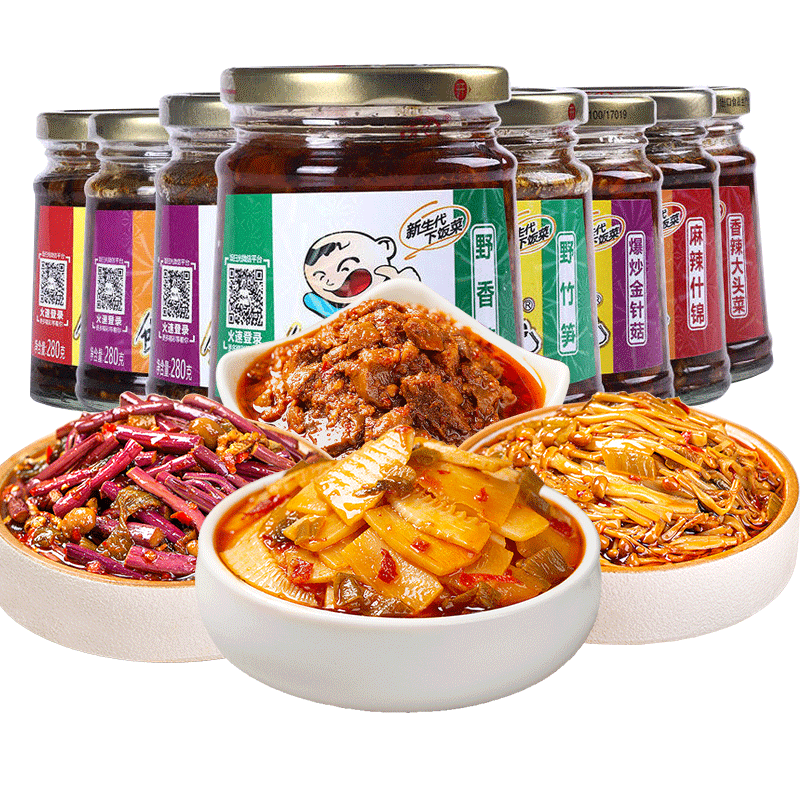 飯掃光下飯菜拌飯菜榨菜 6種口味 牛肉醬香菌竹筍金針菇 下飯醬拌面醬 超值推薦6瓶：6口味各一瓶