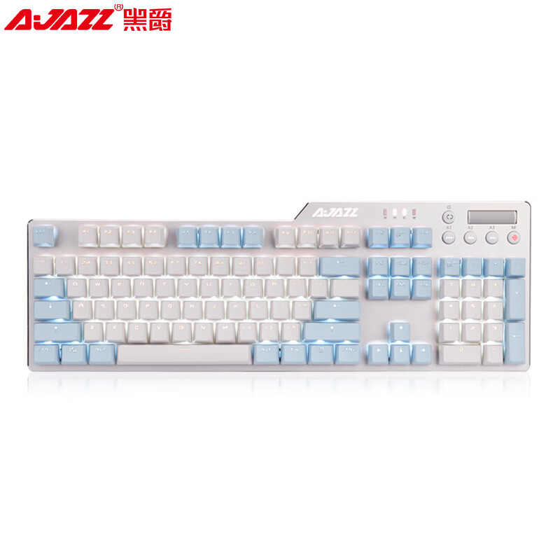 黑爵(AJAZZ)刺客Ⅱ合金机械键盘AK35i PBT版 蓝白色 青轴 游戏 背光 办公 电脑 笔记本 吃鸡键盘