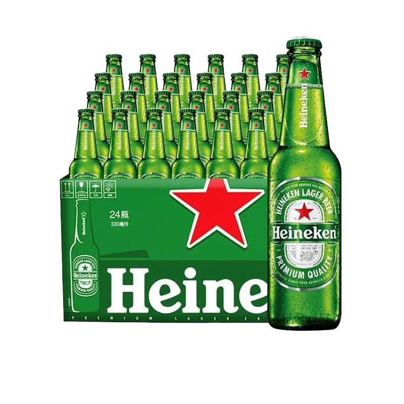 喜力啤酒（Heineken）经典黄啤 330ml*24瓶【清澈甘醇】 99元