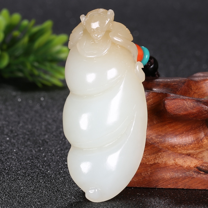 和田玉羊脂白玉富甲天下吊坠玉坠男女士礼物礼品有证书 贵圈珠宝玉器