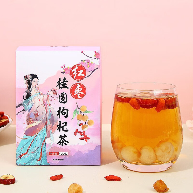 得人如魚（Derenruyu）厂家批发红糖姜枣茶玫瑰花桂圆红枣枸杞组合花茶女人气血红糖姜茶 红枣桂圆枸杞茶(12克x10包)