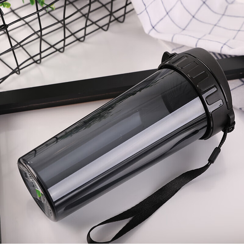 特百惠(tupperware) 水杯茶韵随心杯运动塑料杯带杯绳茶隔 炫酷黑 500