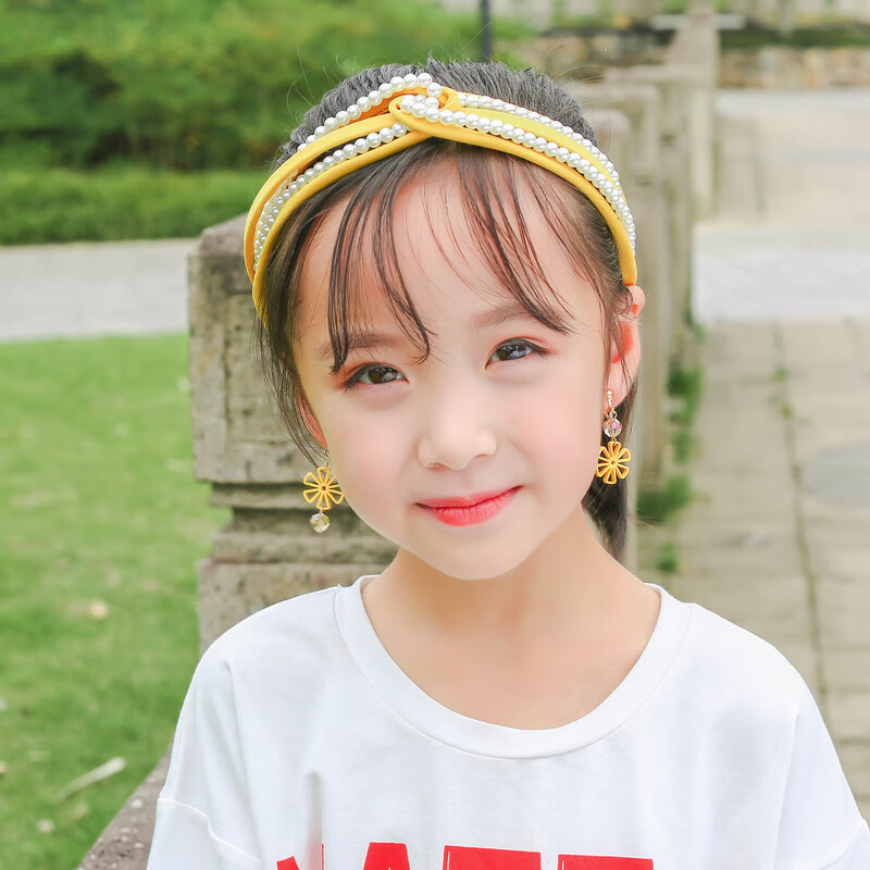 儿童耳环耳夹无耳洞有女童女孩假耳饰公主可爱时尚无痛小学生时尚 桔