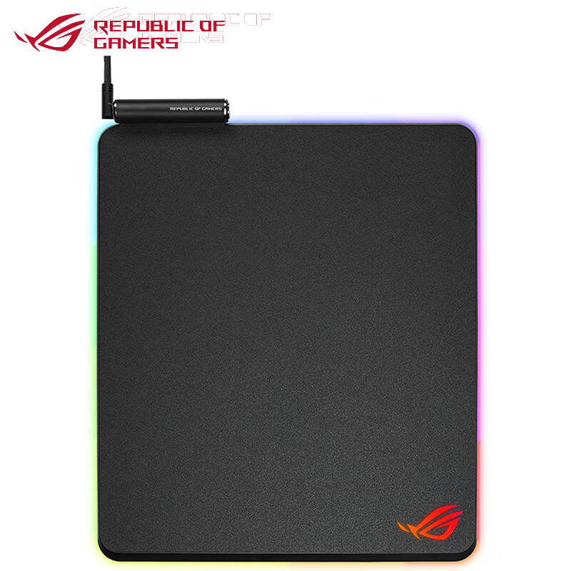 ROG烈焰战甲 游戏鼠标垫 硬质鼠标垫 防滑 RGB背光 发光鼠标垫 USB拓展 黑色