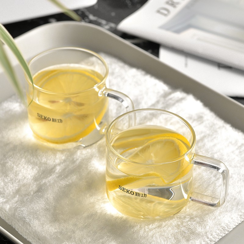 功(seko)玻璃杯透明茶杯迷你小茶杯带把耐热高硼硅玻璃杯花茶杯飘逸杯