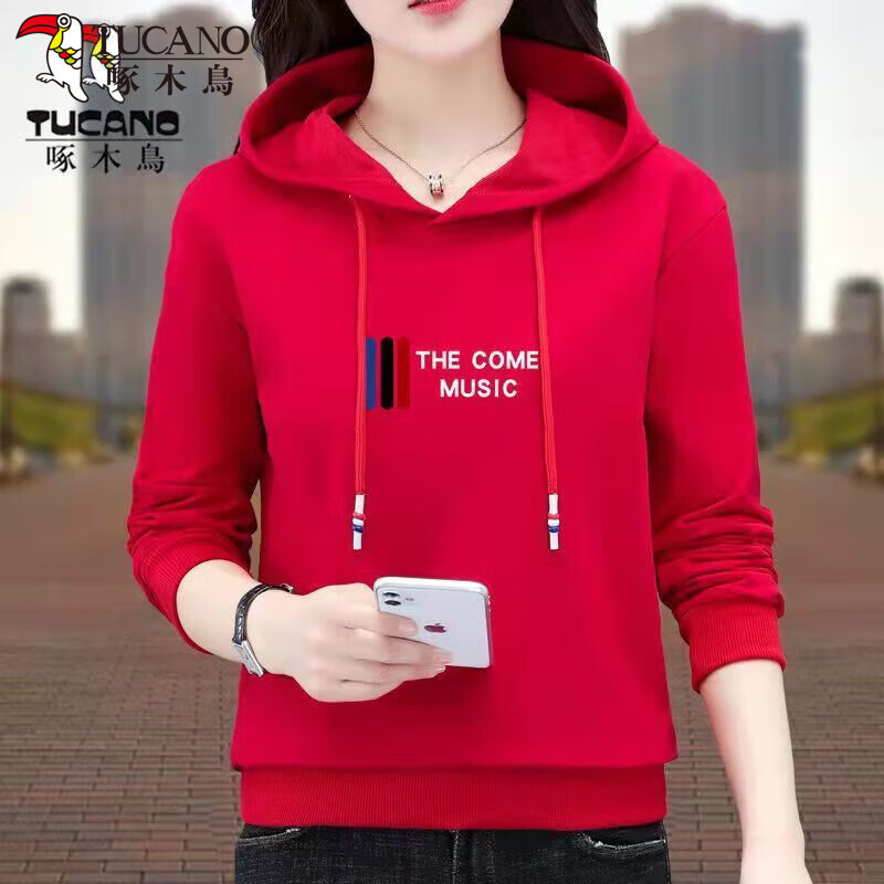 啄木鸟(tucano)卫衣女长袖2024新款保暖连帽春秋韩版显瘦气质上衣外