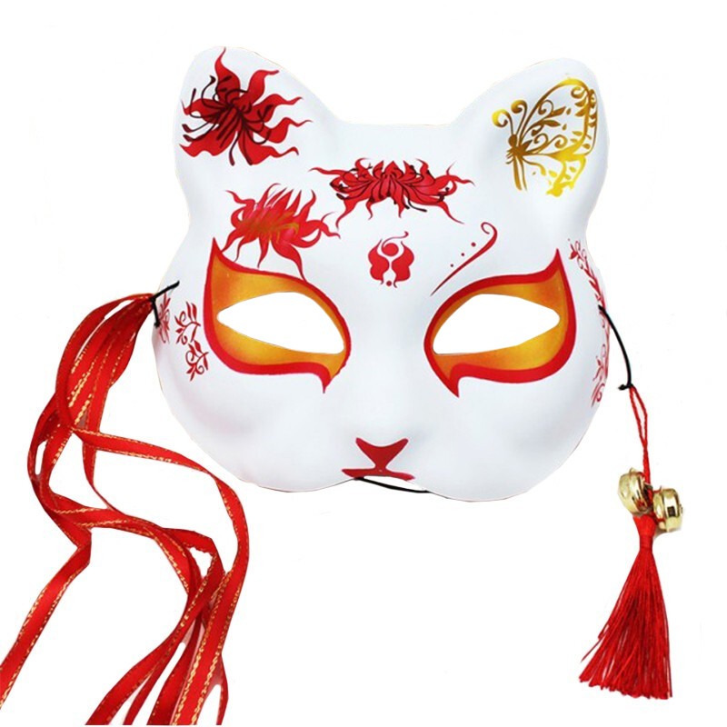 儿童有约彩绘狐狸面具日式和风妖猫二次元动漫男女自拍舞会抖音 彼岸